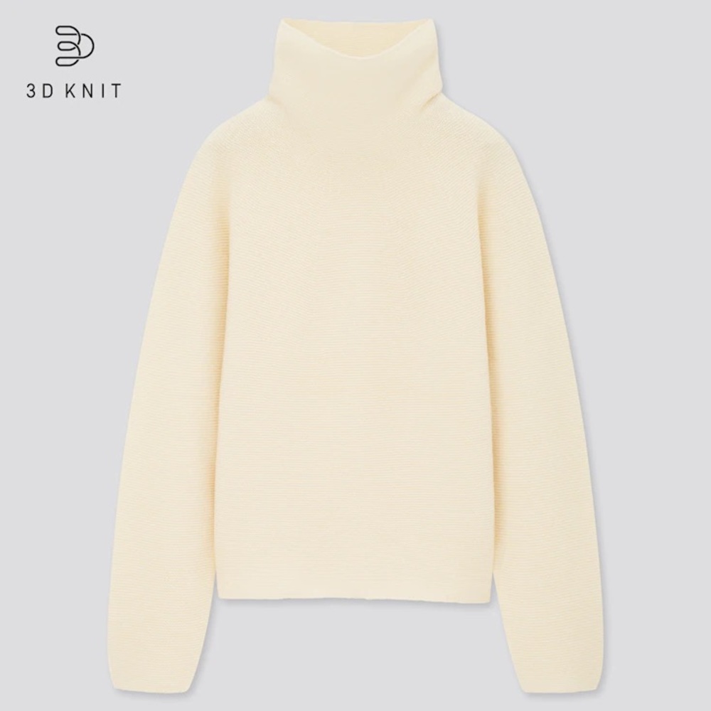 Brand New : Uniqlo 3D knit lambs wool blend turtleneck